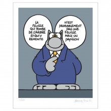 Sérigraphie Le chat de Geluck - La feuille qui tombe