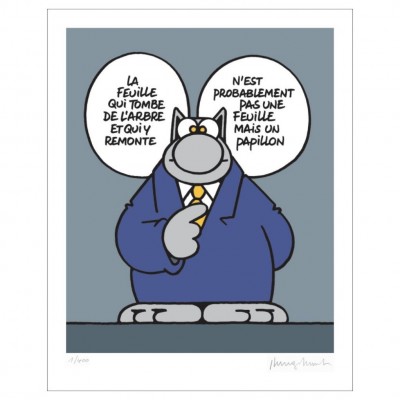 Sérigraphie Le chat de Geluck - La feuille qui tombe