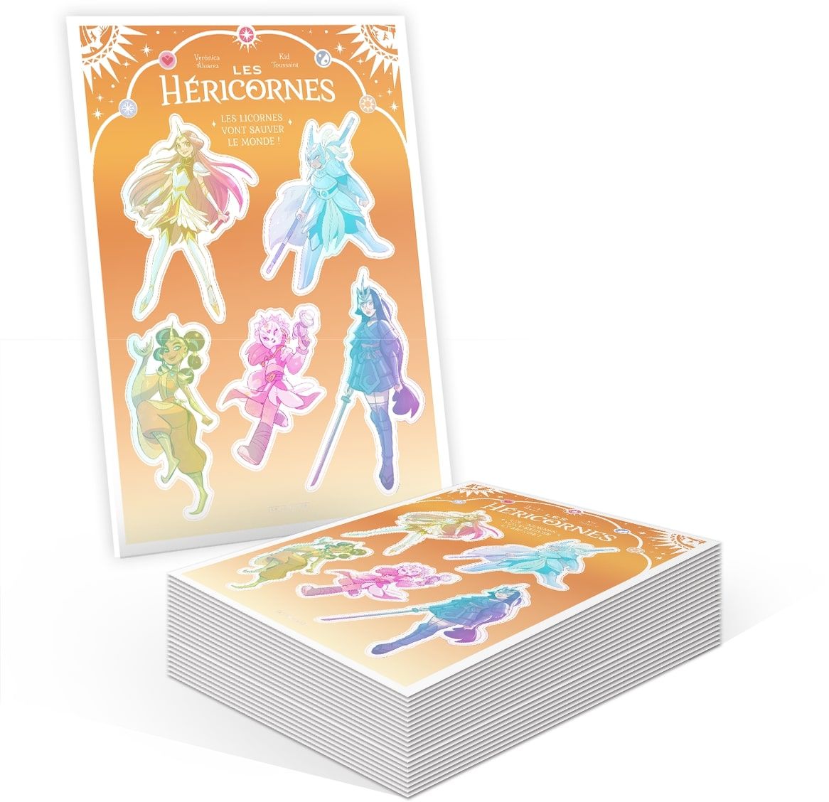 Planche de stickers holographiques Les héricornes - principal