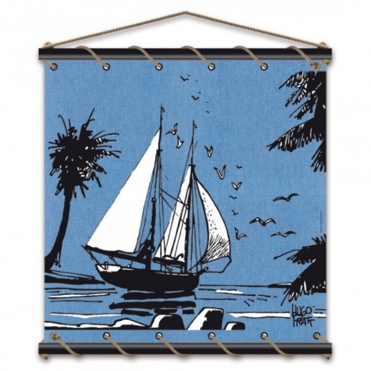 Toile tendue coton Corto Maltese - Adieu - bleu - principal