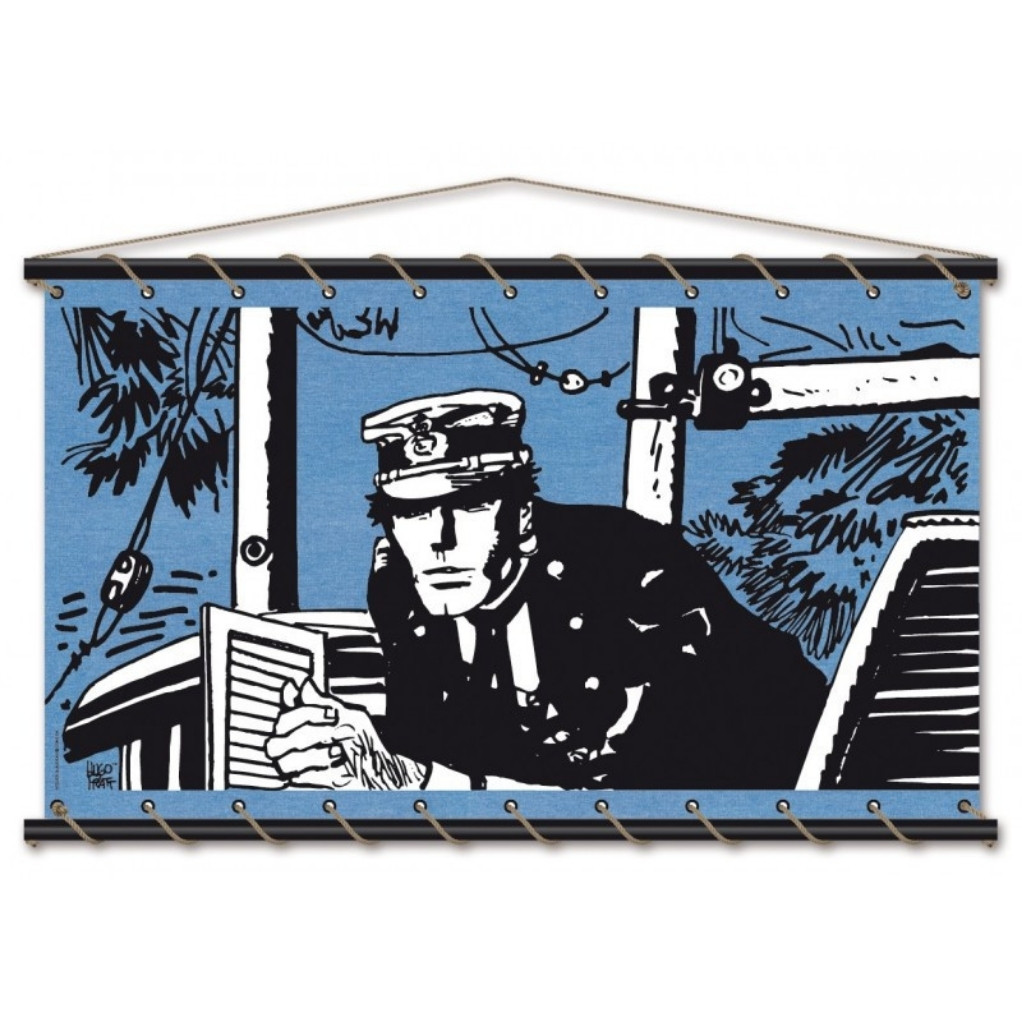 Toile tendue coton Corto Maltese - Port Ducal - bleu - principal