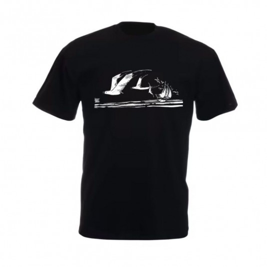 T-Shirt Corto Maltese, Mouette, noir, Taille S - principal