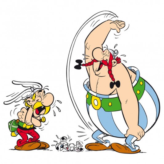 Digigraphie sur toile Astérix et Obélix - Mort de rire - 50 X 50 cm - Toile sur chassis - principal