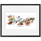 Digigraphie Astérix et Obélix - Confontation - 50 X 40 cm - Cadre noir - principal