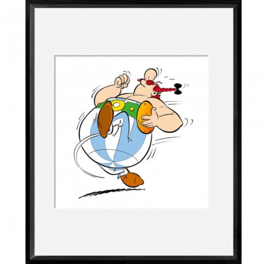 Digigraphie Astérix et Obélix - Obélix Ballon - 40 X 50 cm - Cadre noir - principal