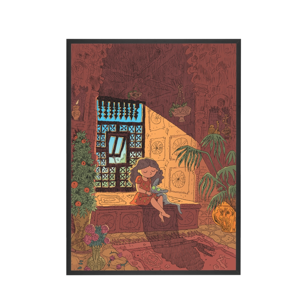 Digigraphie Joann Sfar Le Chat du Rabbin - Zlabya et le Chat - principal