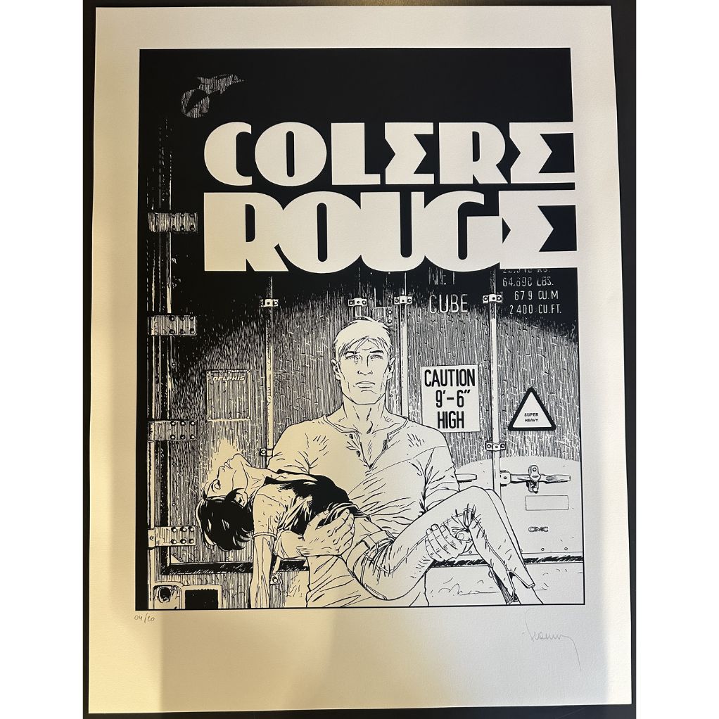 Sérigraphie Largo Winch - Colère Rouge - Version N&B - principal