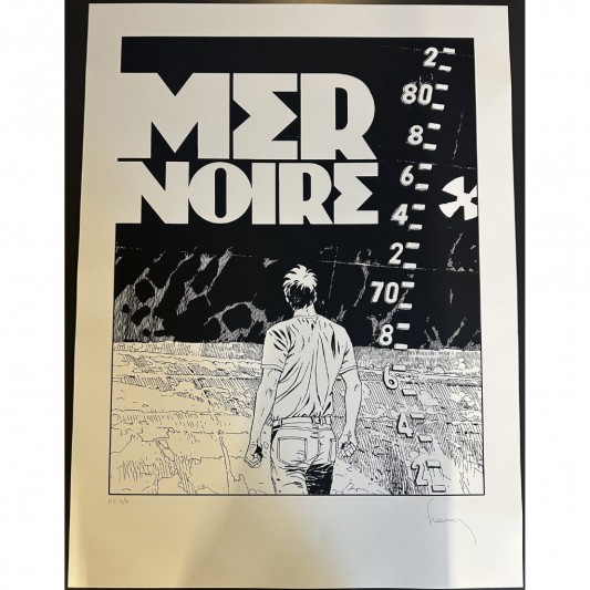 Sérigraphie Largo Winch - Mer Noire - Version N&B - principal