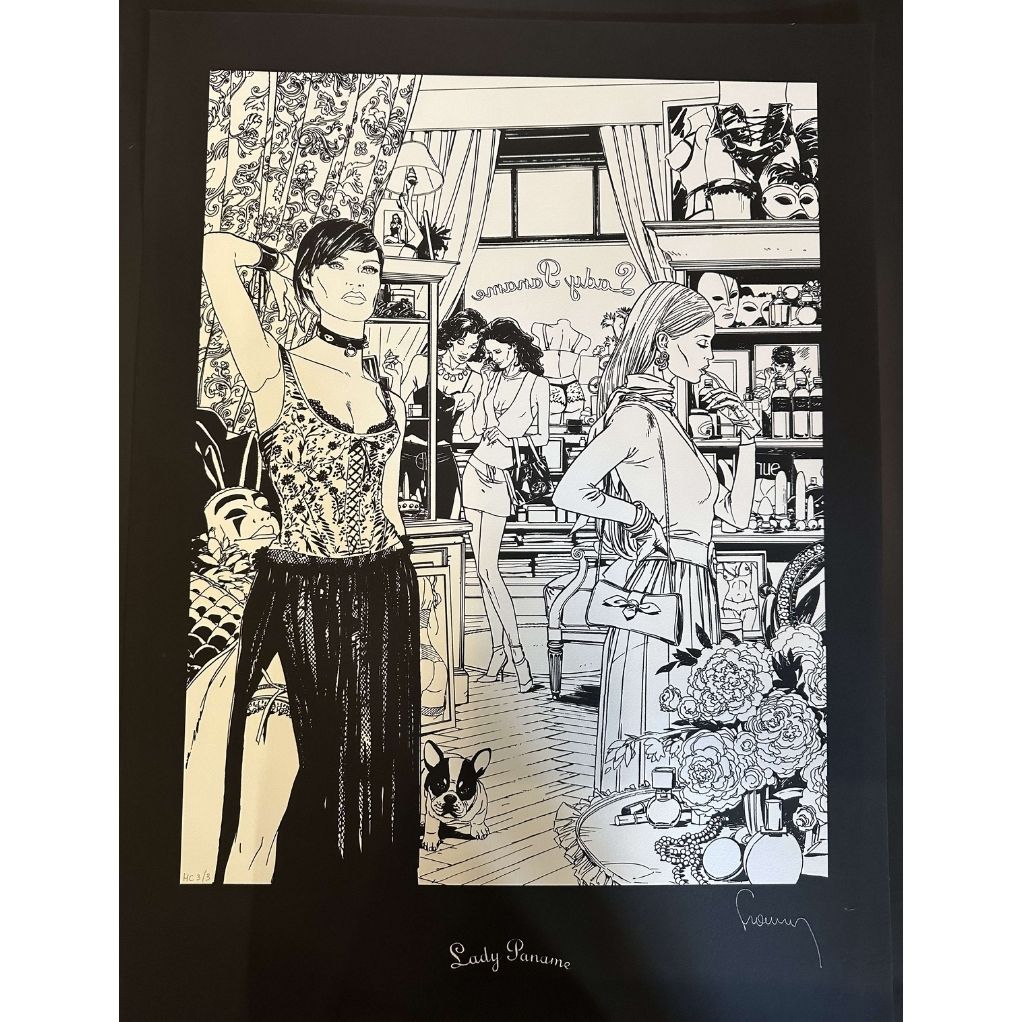 Sérigraphie Lady Paname - Version N&B - principal