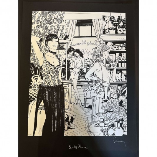 Sérigraphie Lady Paname - Version N&B - principal