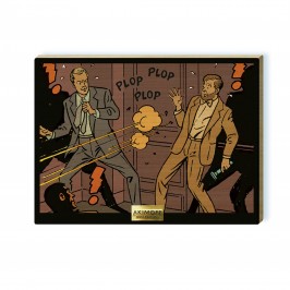 Tableau de collection Akimoff Blake et Mortimer, Blake et Mortimer canardés par des silencieux