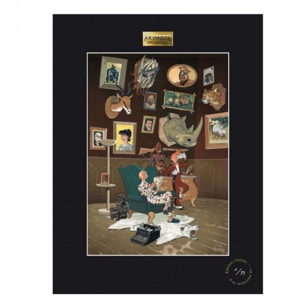 Arrt print, Spirou et Fantasio by Schwartz and Yann, The Leopard Woman, trophies