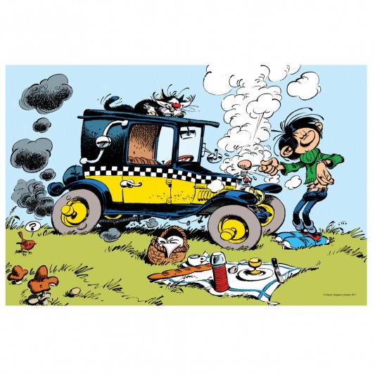 GASTON ET SON TAXI (Plaque en Dibond 360x240) - principal