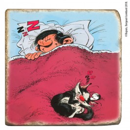 Grand marbre vieilli n°58 - Gaston le chat - La sieste