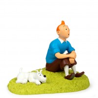 Figurine, Tintin assis dans l'herbe, l'Île noire