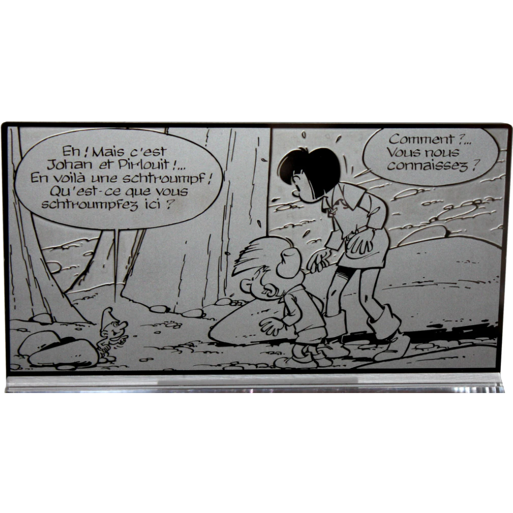 Plaque émaillée - Johan et Pirlouit - La Flûte à Six Schtroumpfs - principal