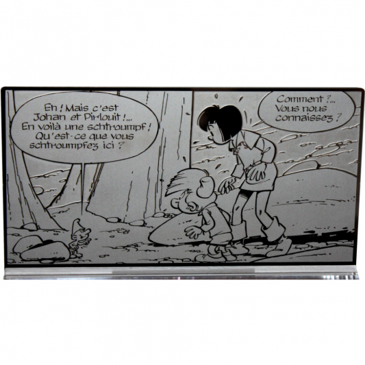 Plaque émaillée - Johan et Pirlouit - La Flûte à Six Schtroumpfs - principal