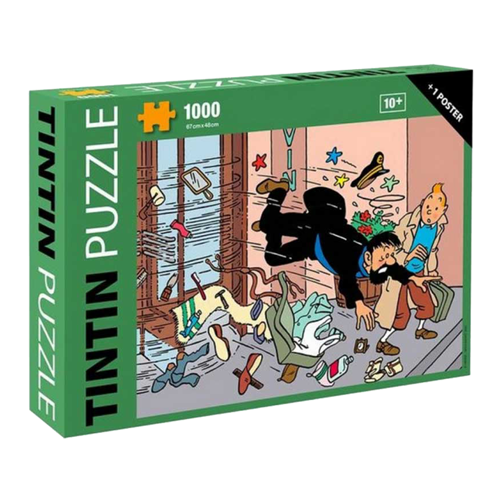 Puzzle Tintin chute porte tambour 1000 pièces et poster - principal