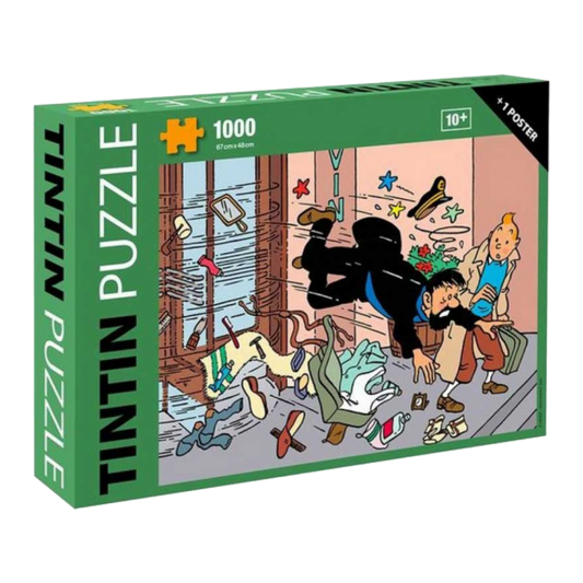 Puzzle Tintin chute porte tambour 1000 pièces et poster - principal