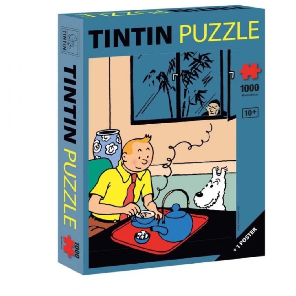 Puzzle Tintin -  Le Lotus bleu - Tintin prenant son thé - 1 000 pièces et poster - principal