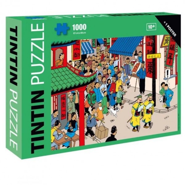 Tintin Puzzle - The Blue Lotus - Dupondt in Chinese - 1 000 pices with the visual poster
