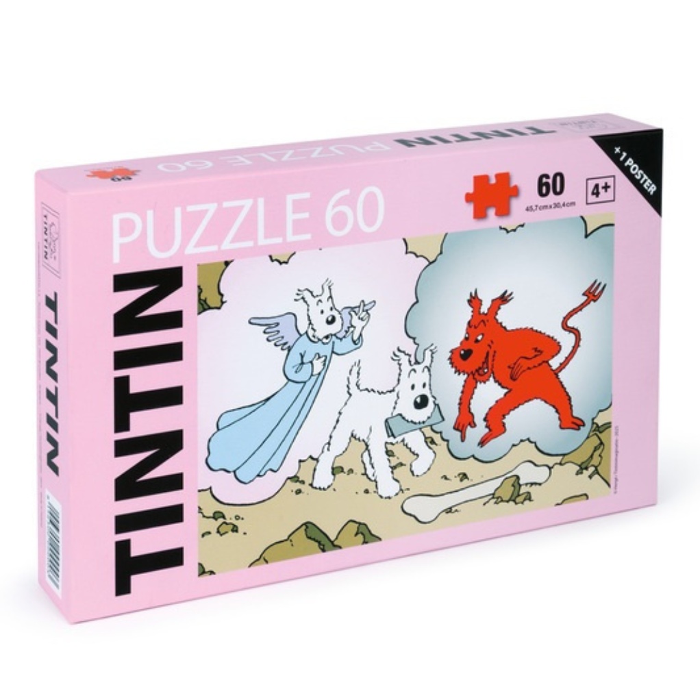 Puzzle Tintin - Milou, Mi-Ange Mi-Démon - 60 pièces + 1 poster - principal