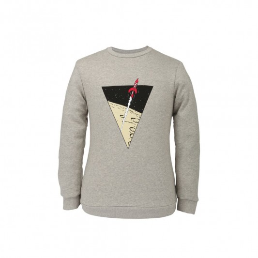 Sweat-Shirt Tintin Triangle Fusée - Gris Clair Chiné - S - principal