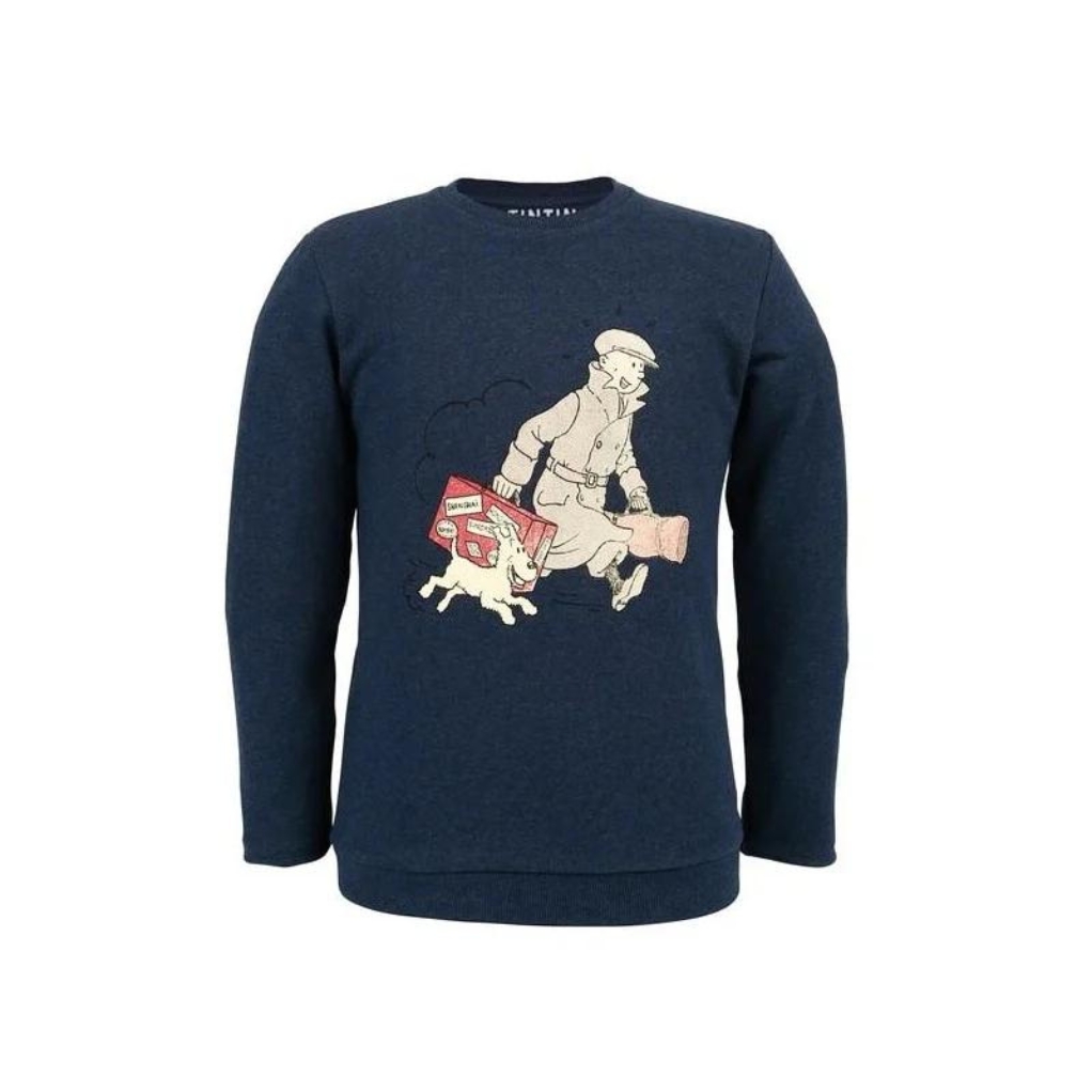 Sweat-Shirt Tintin Valise - Bleu Marine Chiné - 10 ans - principal