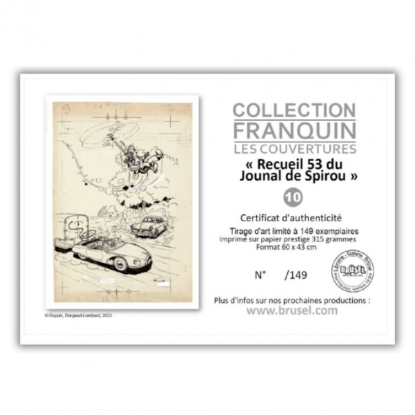 Estampe pigmentaire, couverture du Recueil 53 du journal de Spirou par Franquin
