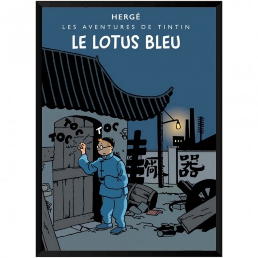 Affiche Tintin - Le Lotus bleu colorisé - secondaire-1