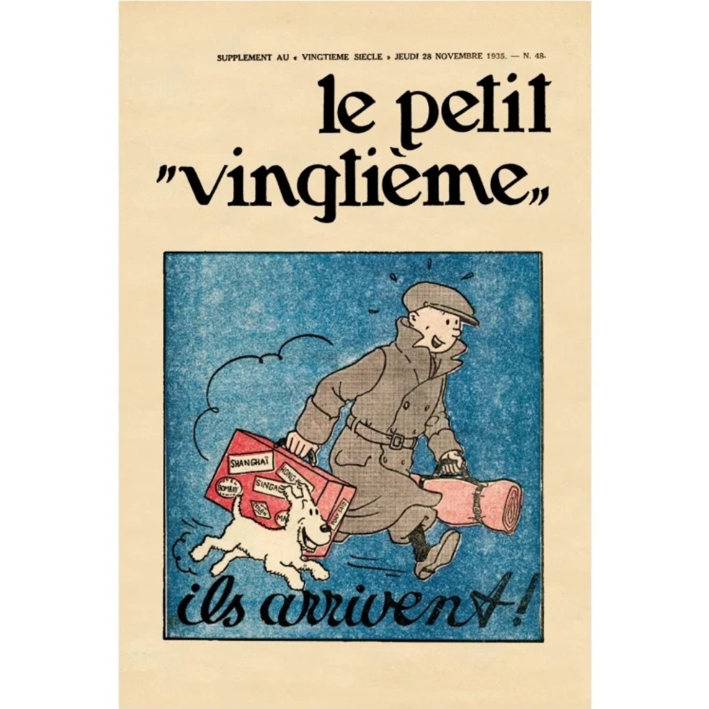 Affiche Tintin - Le Petit Vingtième N°48 - Ils arrivent - secondaire-2