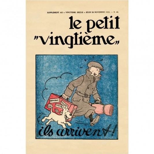 Affiche Tintin - Le Petit Vingtième N°48 - Ils arrivent - secondaire-2