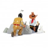 Figurine métal, Tintin en Amérique avec un indien, collection VO