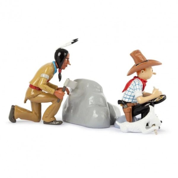 Figurine métal, Tintin en Amérique avec un indien, collection VO