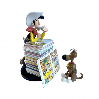 Figurine Collectoys Lucky Luke et Rantanplan pile d'albums - secondaire-1