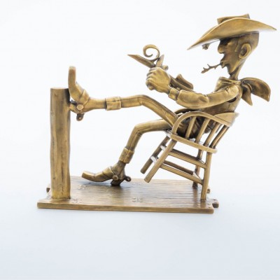 Figurine bronze, Lucky Luke se balance, atelier Pixi - secondaire-1