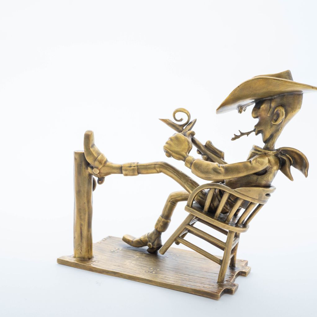 Figurine bronze, Lucky Luke se balance, atelier Pixi - secondaire-7