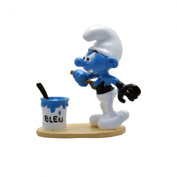 Figurine Pixi Black Smurf painting himself in blue