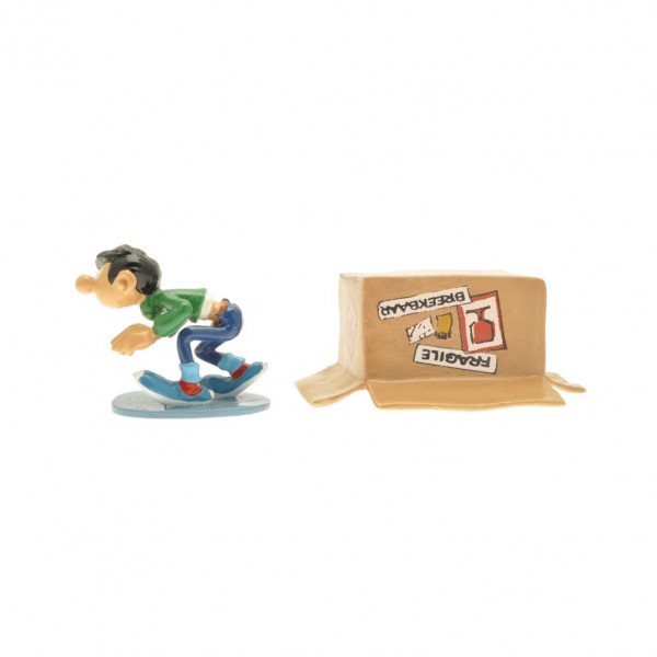 Gaston in a cardboard box