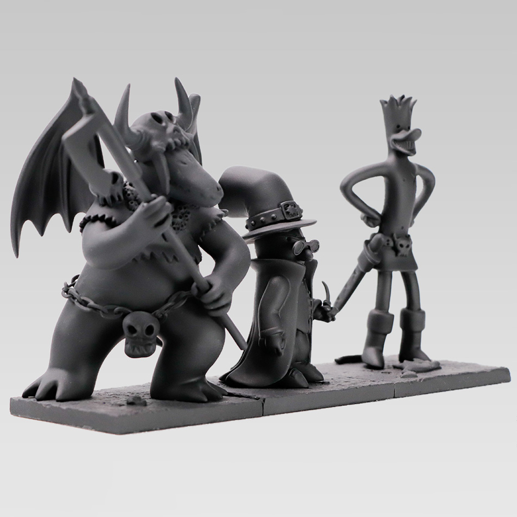 Figurines, Coffret Donjon, 3 personnages par Trondheim et Sfar, monochrome NOIR - secondaire-1