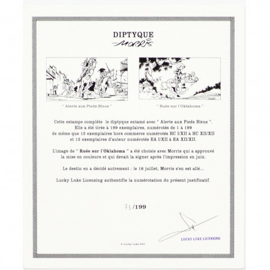 Diptyque de sérigraphies - signature Morris - Lucky Luke - secondaire-1