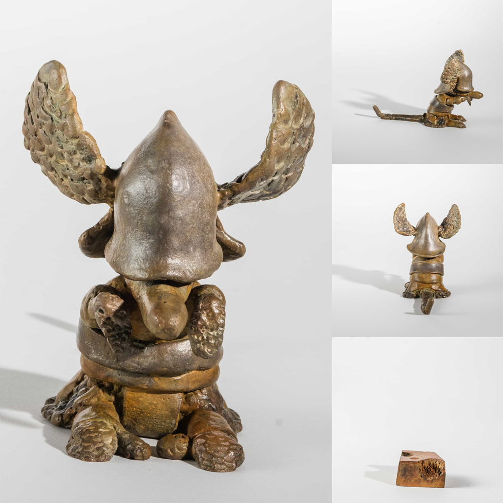 Le chat dingue et Cheese en armure - Gaston Lagaffe - Bronze - secondaire-2