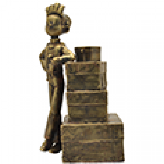 Figurine en Bronze Spirou - Spirou et la pile de bagages - secondaire-1