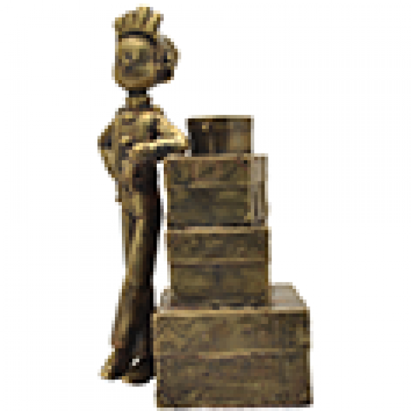 Bronze Figurine Spirou and the luggage stack