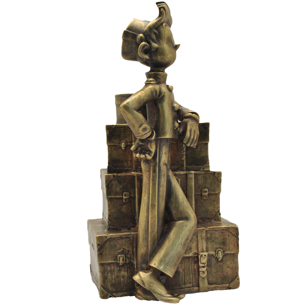 Figurine en Bronze Spirou - Spirou et la pile de bagages - secondaire-3