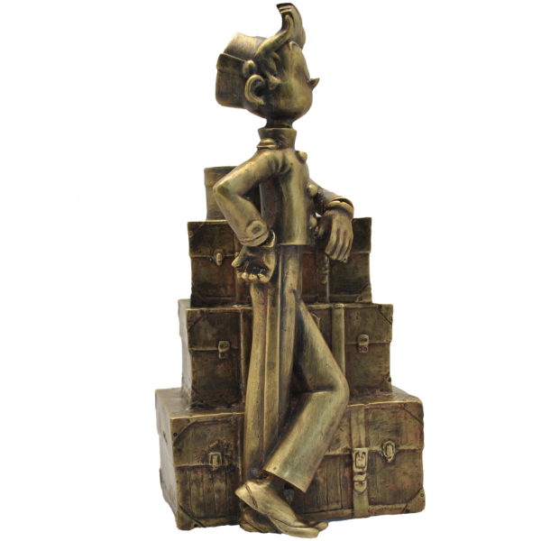 Figurine en Bronze Spirou - Spirou et la pile de bagages