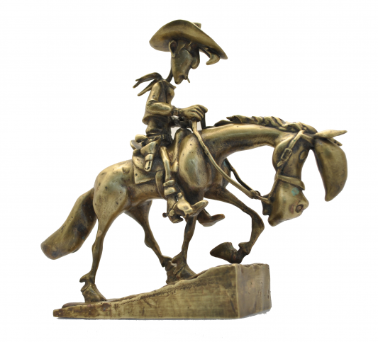 Figurine en bronze Lucky Luke et Jolly Jumper gravissant la colline - secondaire-4