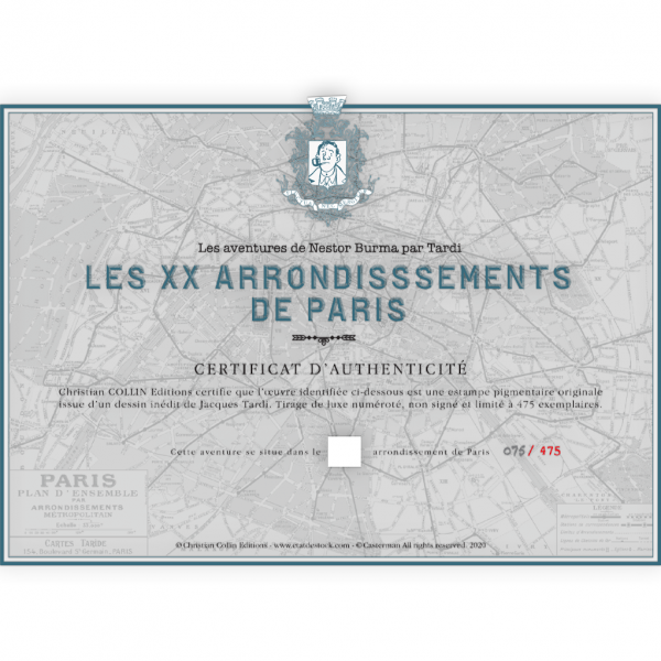 Estampe pigmentaire Nestor Burma par Tardi : Le 8e arrondissement