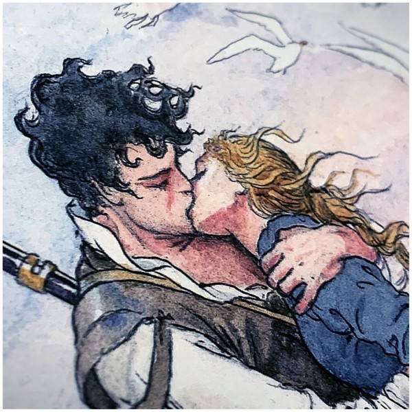 Sérigraphie Baiser sur la Plage Violet - Milo Manara