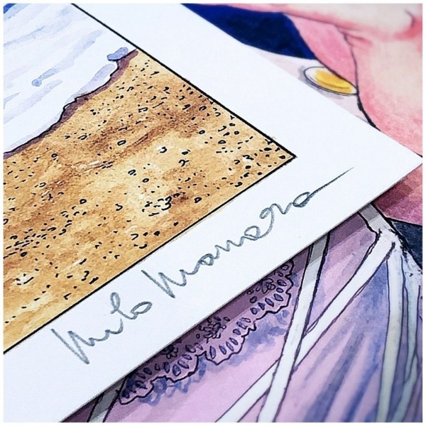 Sérigraphie Baiser sur la Plage Violet - Milo Manara